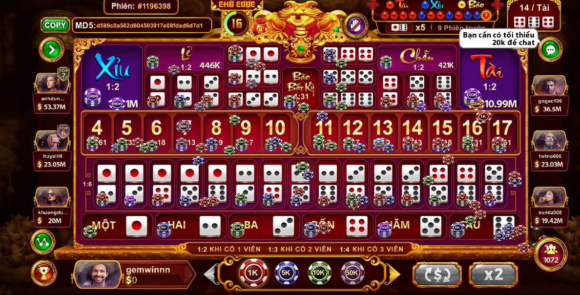 chơi sicbo tài phú dẽ thắng